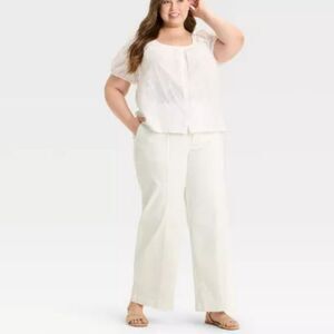 🆕️🩳Universal Thread High-Rise Wide Leg Pants - White, Sz 17, 26